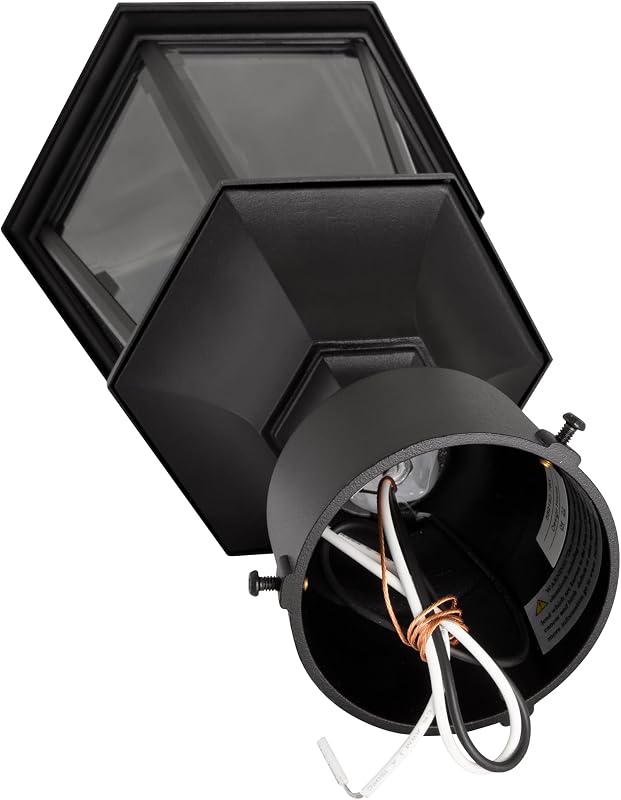 Lámpara poste exterior negro cristal 9.38x21.63"