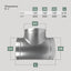 Conector T 8pulg adaptador manguera 3 vias