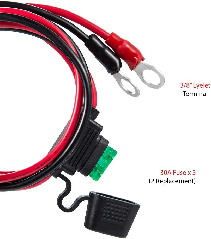 Cable refuerzo batería terminal anillo 3/8" 30A 12V