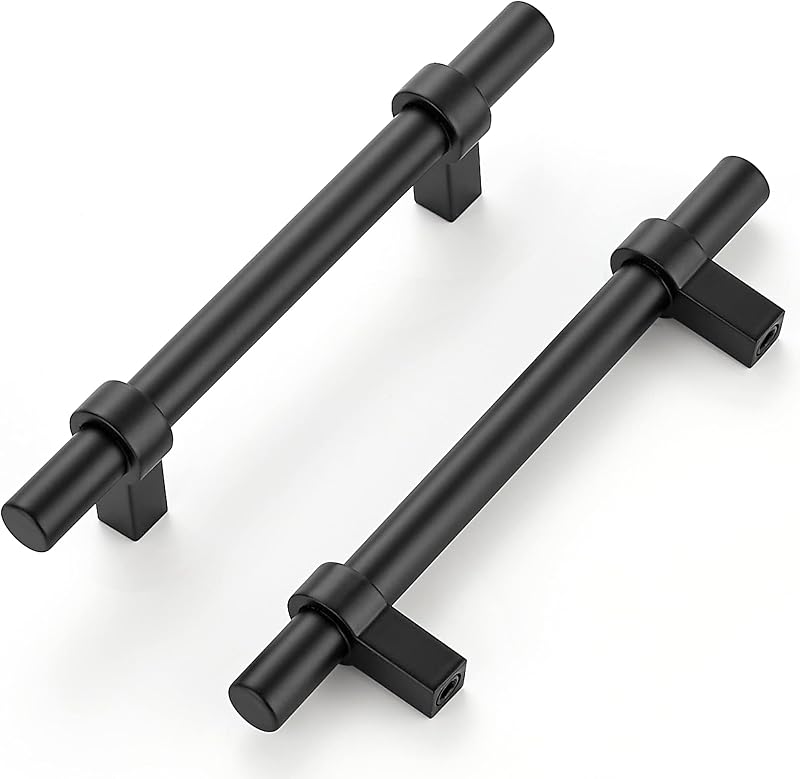 15 Manijas Gabinete Cocina 6-3/8" Negro Mate Acero Inox