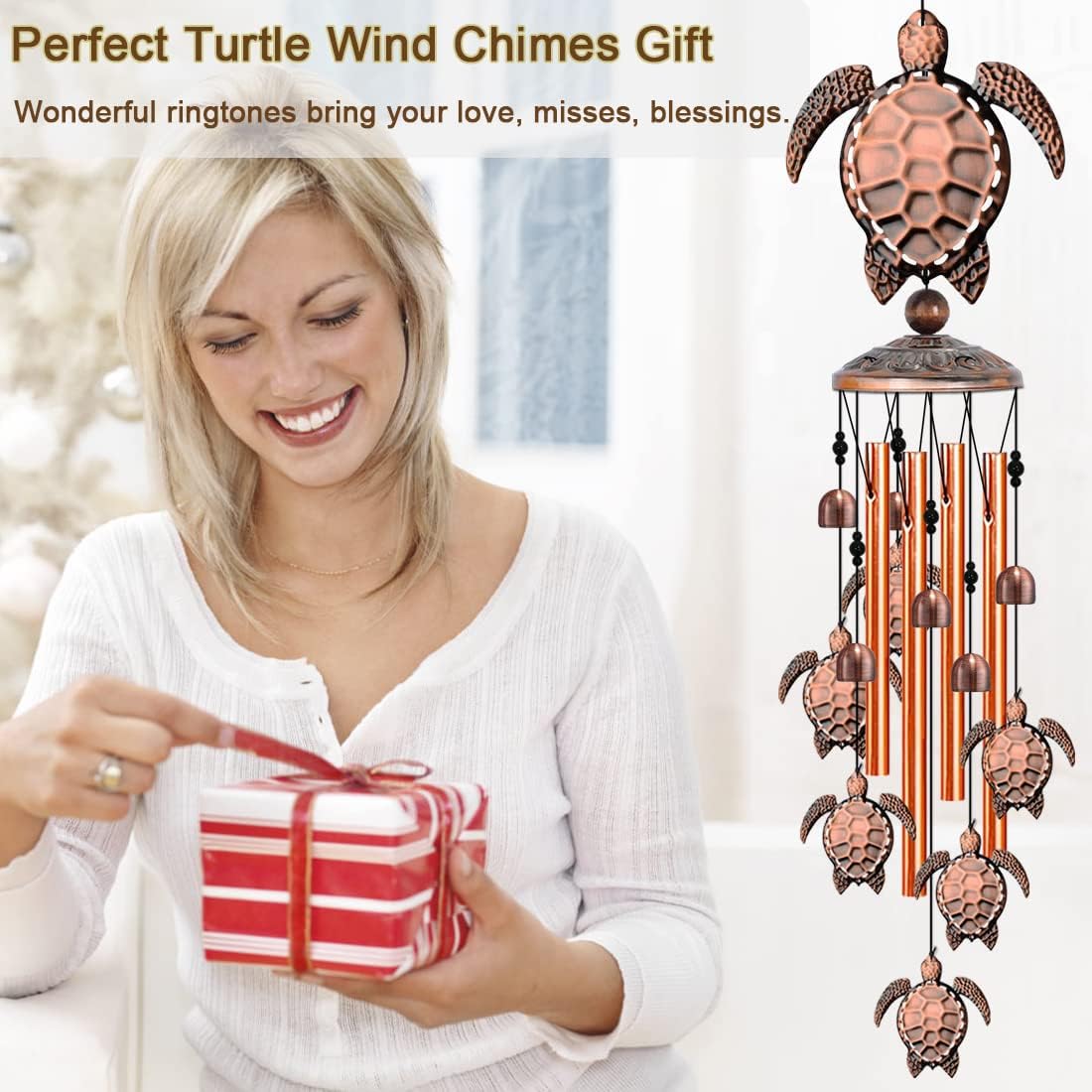 Campanillas de viento tortuga marina para mujer