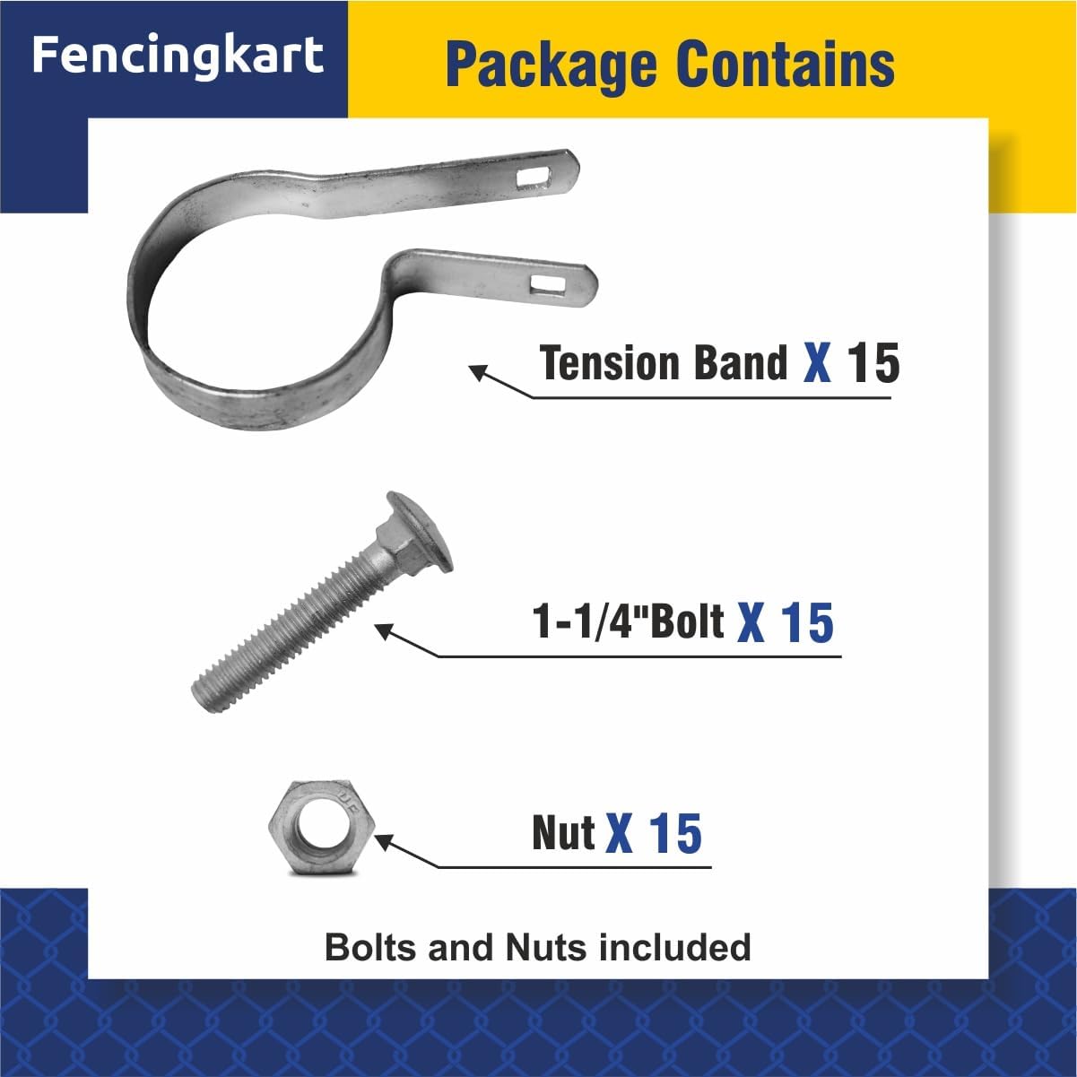 Banda tensión galvanizada 1-5/8" 20 pzas