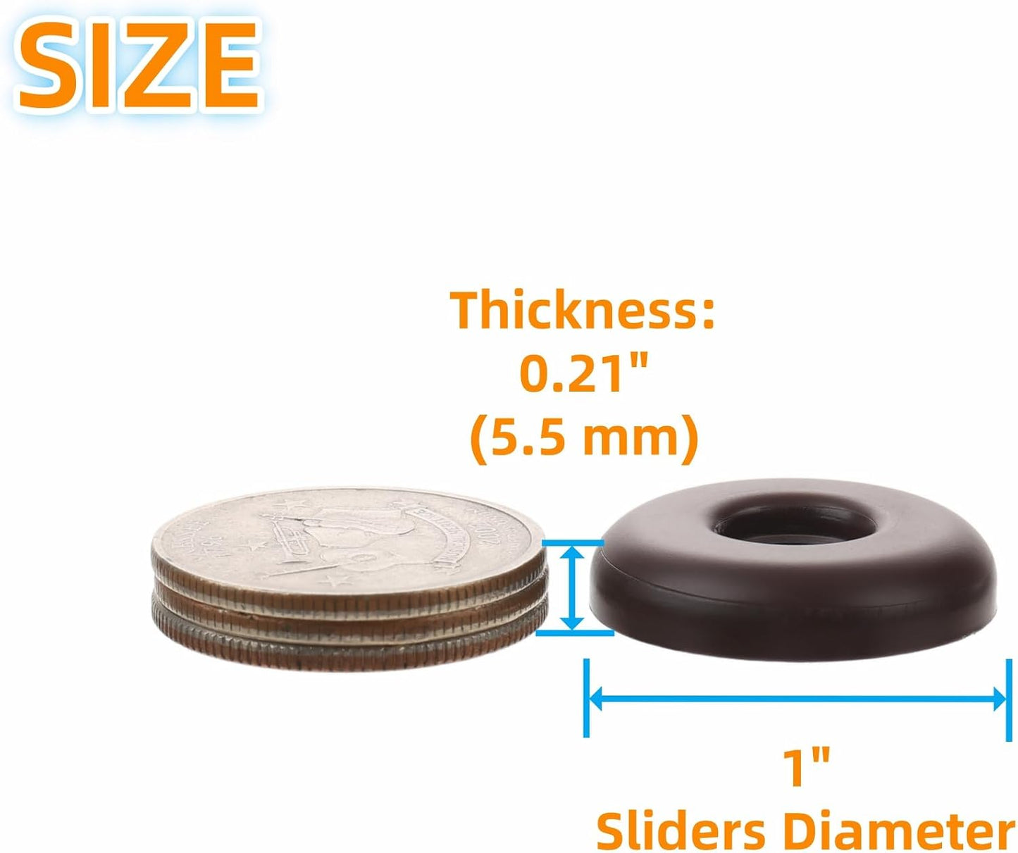 Deslizadores muebles tornillo PTFE 20 pzas marrón