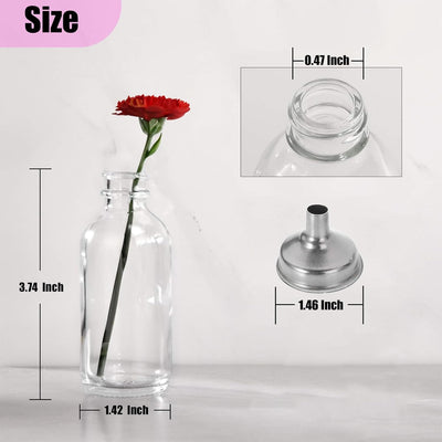 6 Botellas Vidrio 2oz Acero Inox Tapas Embudo 60ml