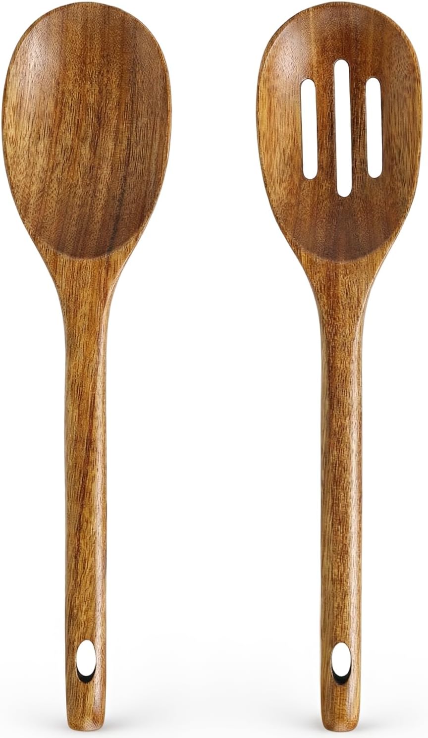 Cucharas grandes de madera para cocinar, juego de utensilios de cocina ranuradas y espátulas