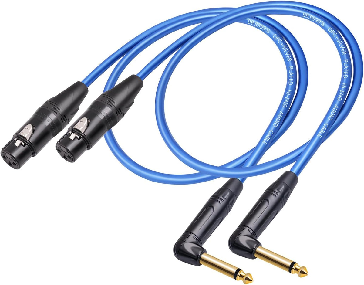 2 Cables XLR Hembra 1/4 TS 3.3pies para Micrófono HI-END