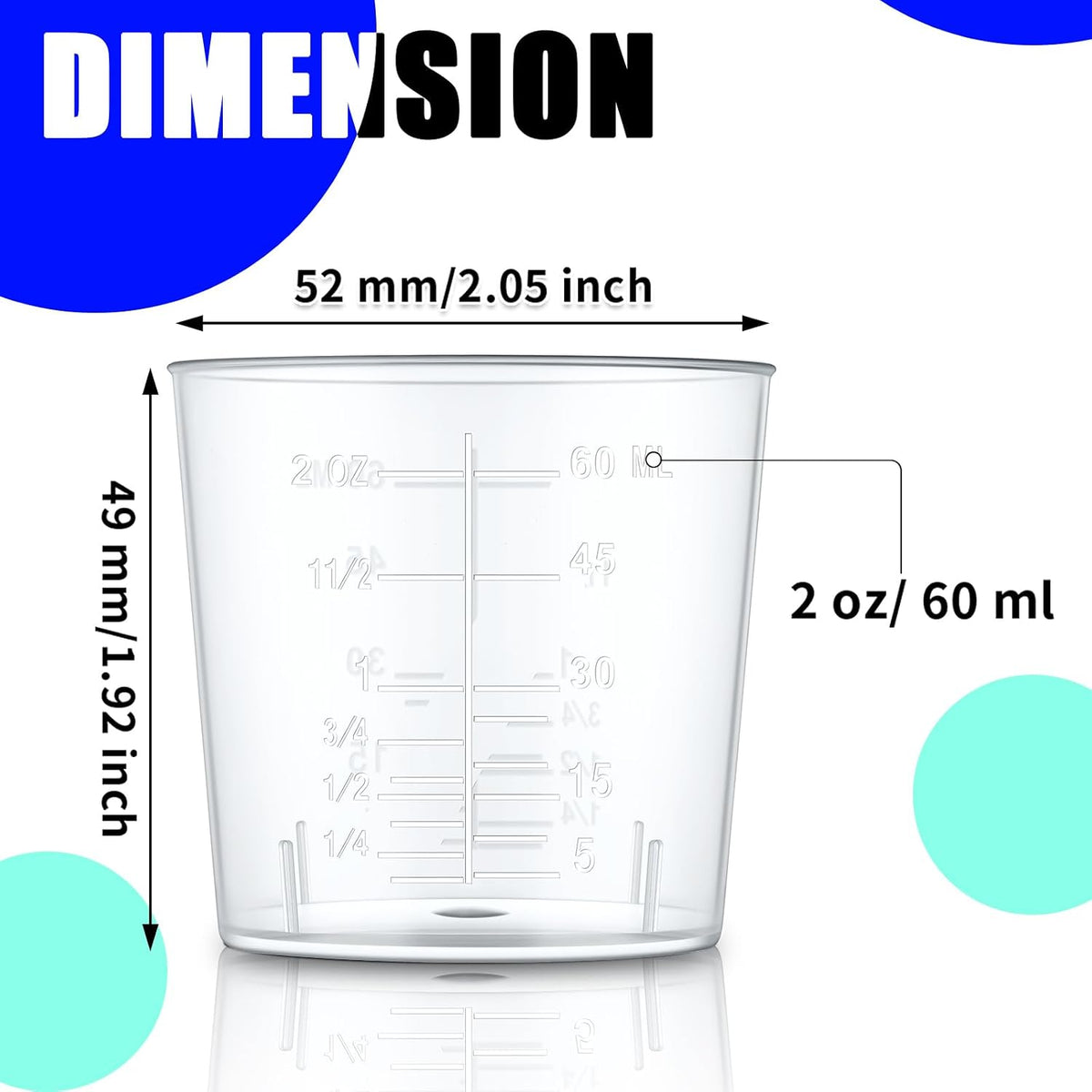 300 Vasos Plástico 2oz Medidores Transparentes para Resina