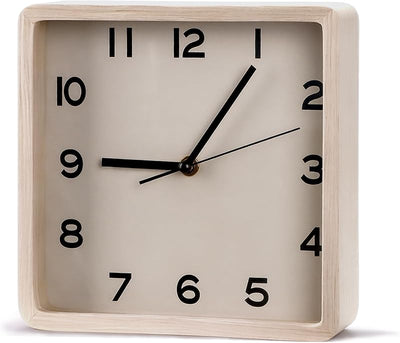Reloj pared madera cuadrado silencioso 8pulg sin tictac moderno