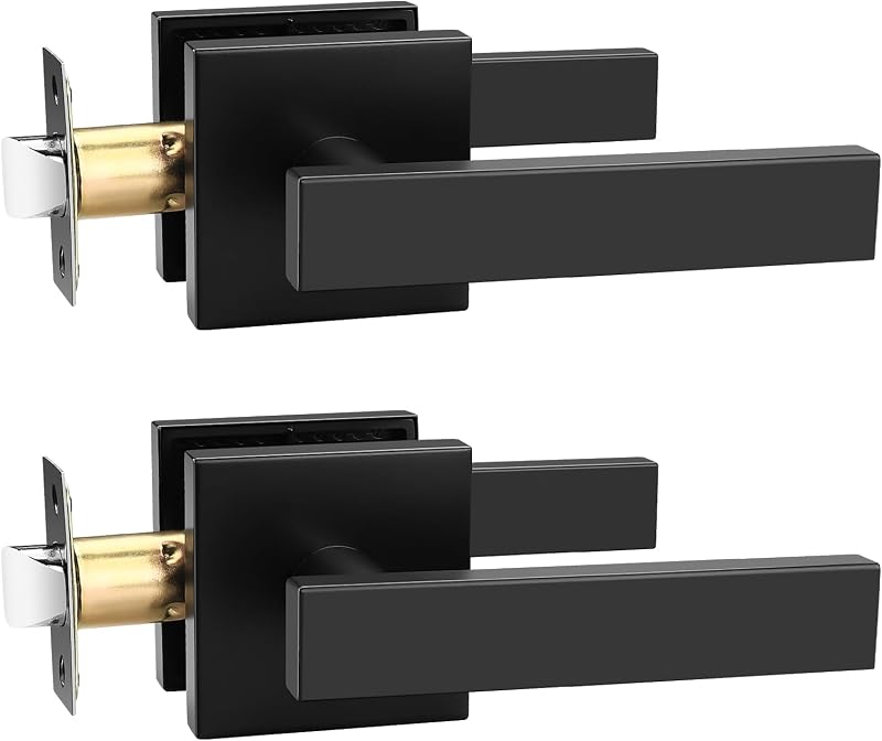2 Pzas Manija Puerta Paso Negro Mate Reversible