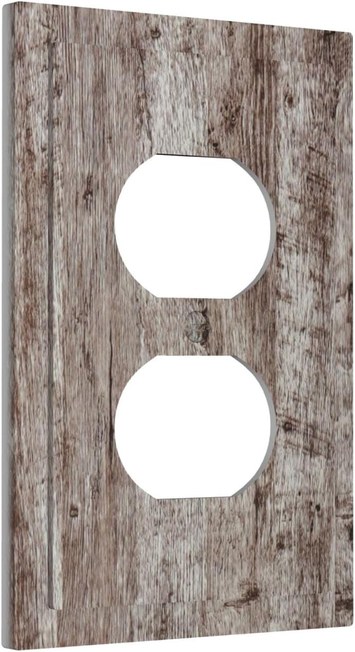 Cubiertas enchufes madera rústica gris marrón tablón vintage