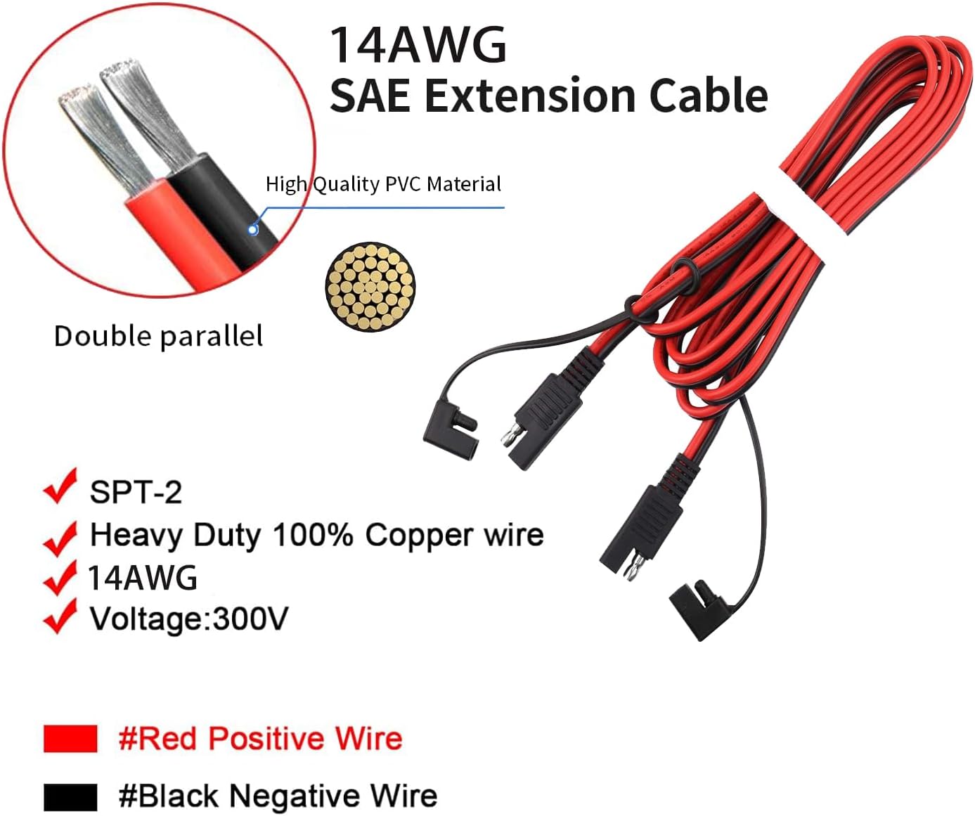 Cable extensión SAE 20ft 14AWG conector desconexión rápida