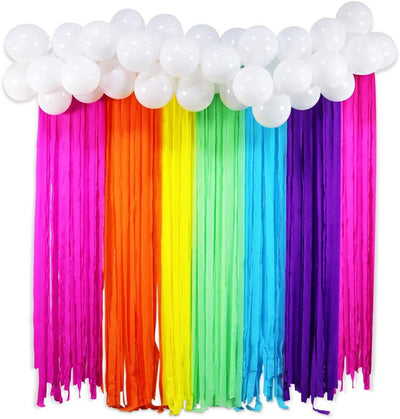 Telón fiesta arcoíris con globos nube decoración cumpleaños