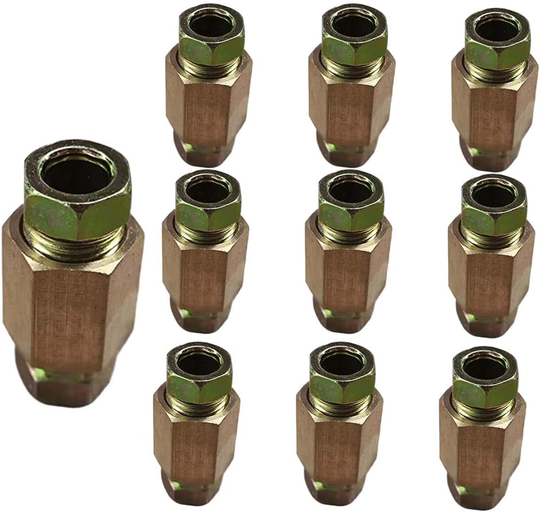 10 Uniones Latón Rosca 3/8-24 Tubo 3/16pulg