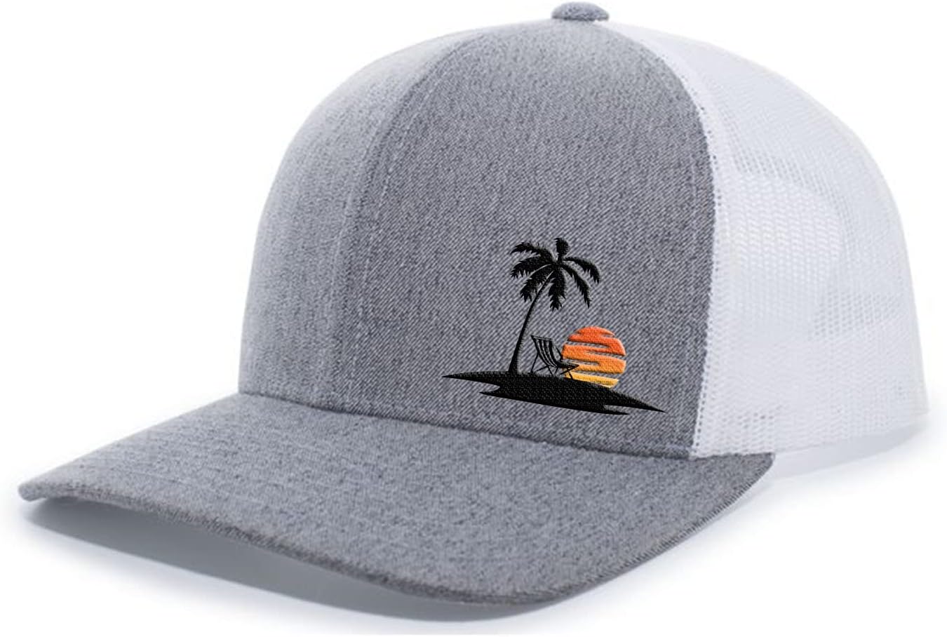 Sombrero camionero malla bordada palmera playa