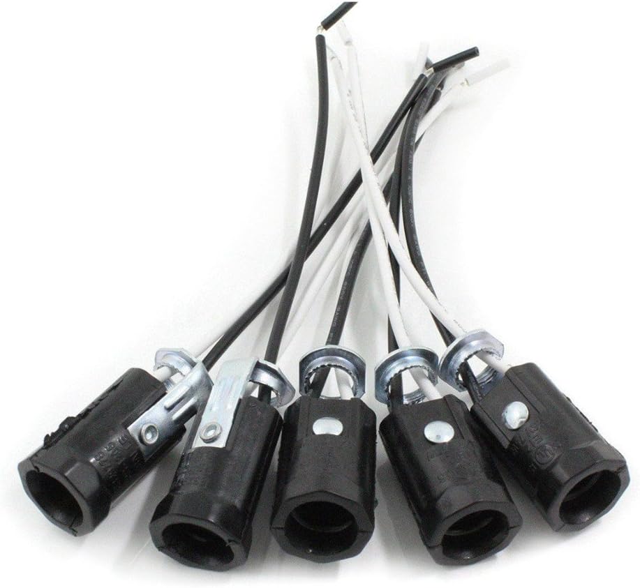 5 Portalámparas candelabro base fenólico negro sin llave