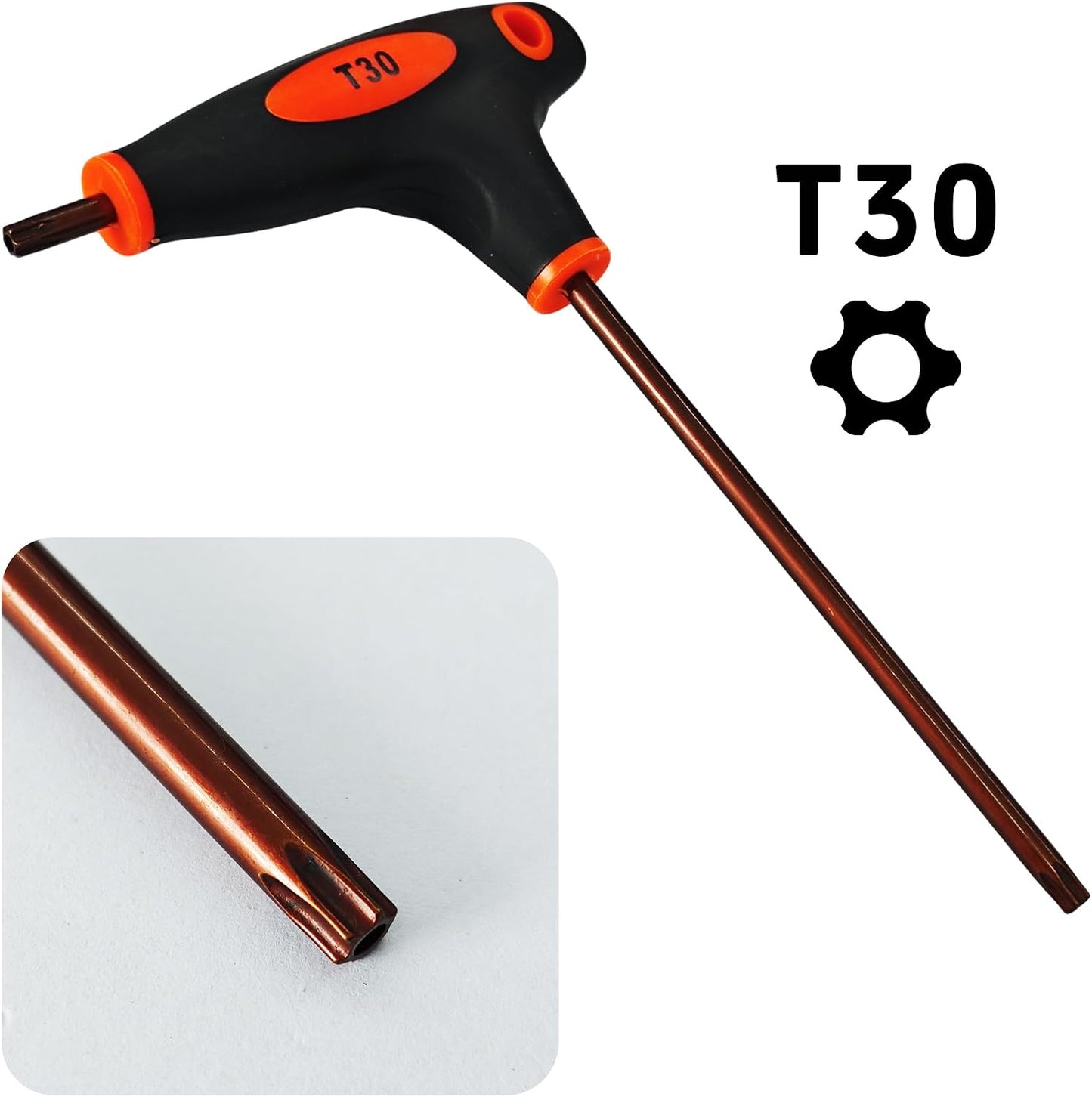Destornillador Torx T30 acero S2 mango T doble extremo rojo