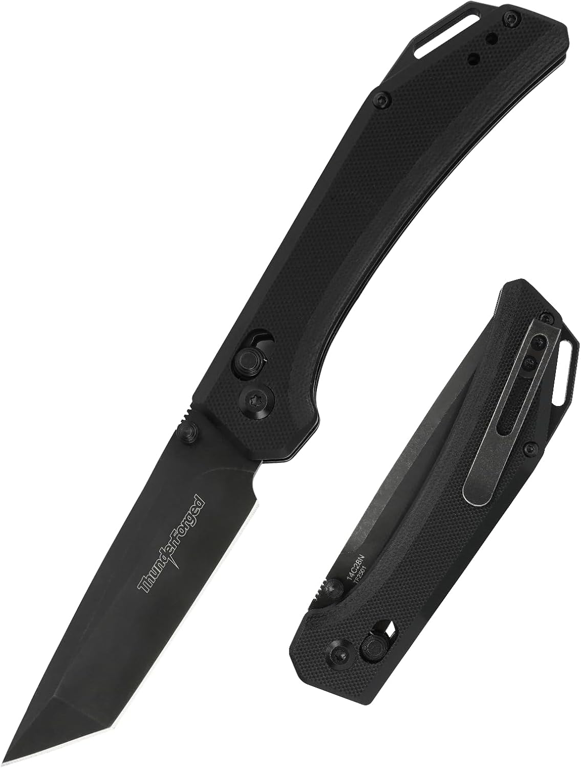 Cuchillo plegable táctico acero 14c28n mango G10 negro