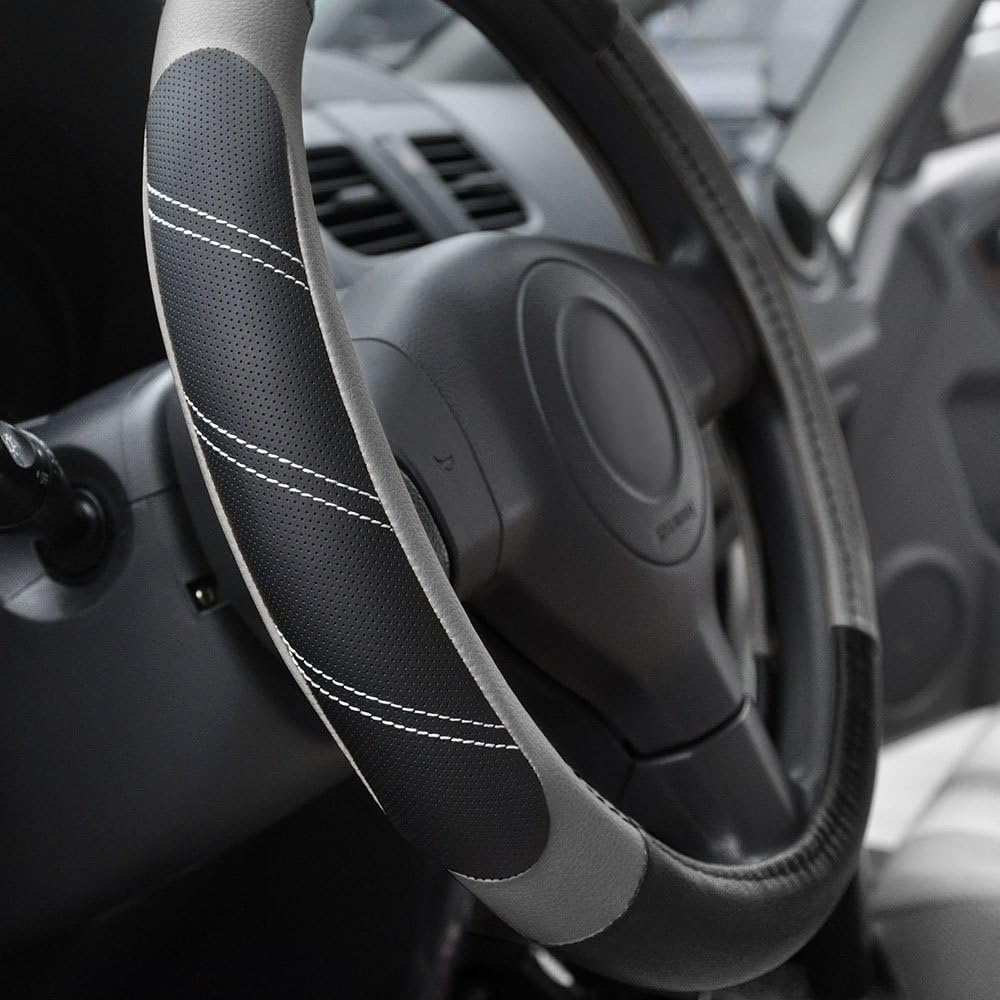 Funda cuero volante 15.5-16pulg antiderrap negro gris