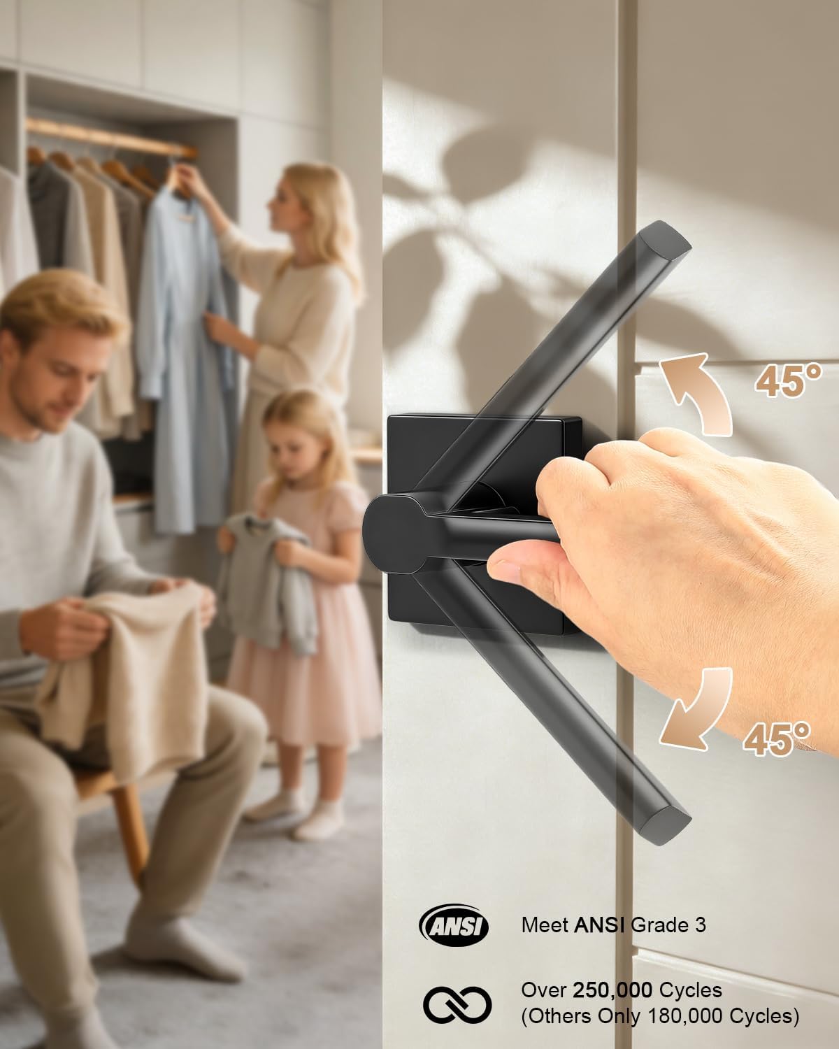 5 Manijas Cuadradas Negro Mate Interiores Modernas