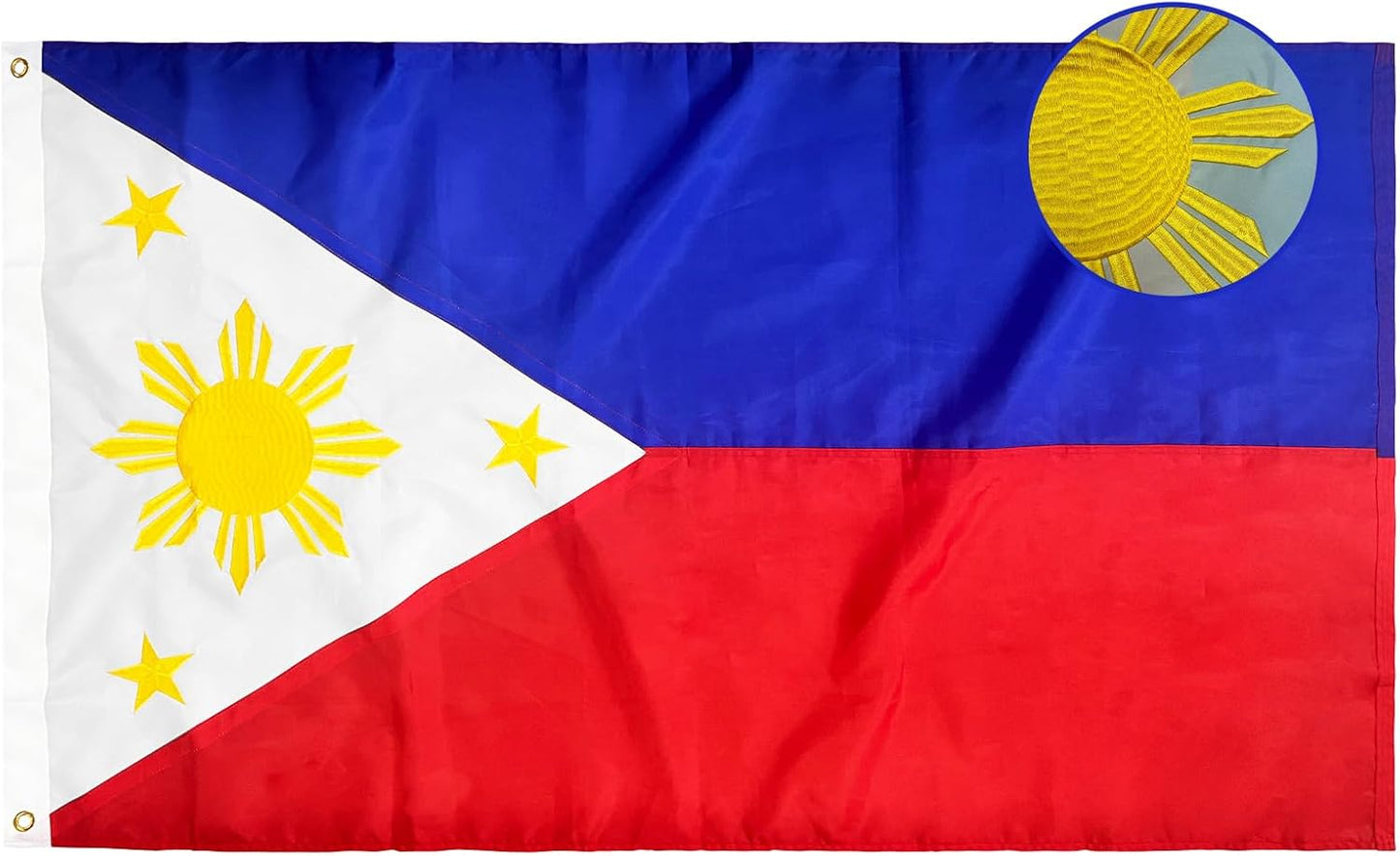 Bandera Filipinas 3x5ft bordada estrellas rayas