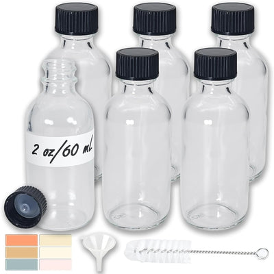 Botellas vidrio 2oz con tapa pack 6 reutilizables transparentes