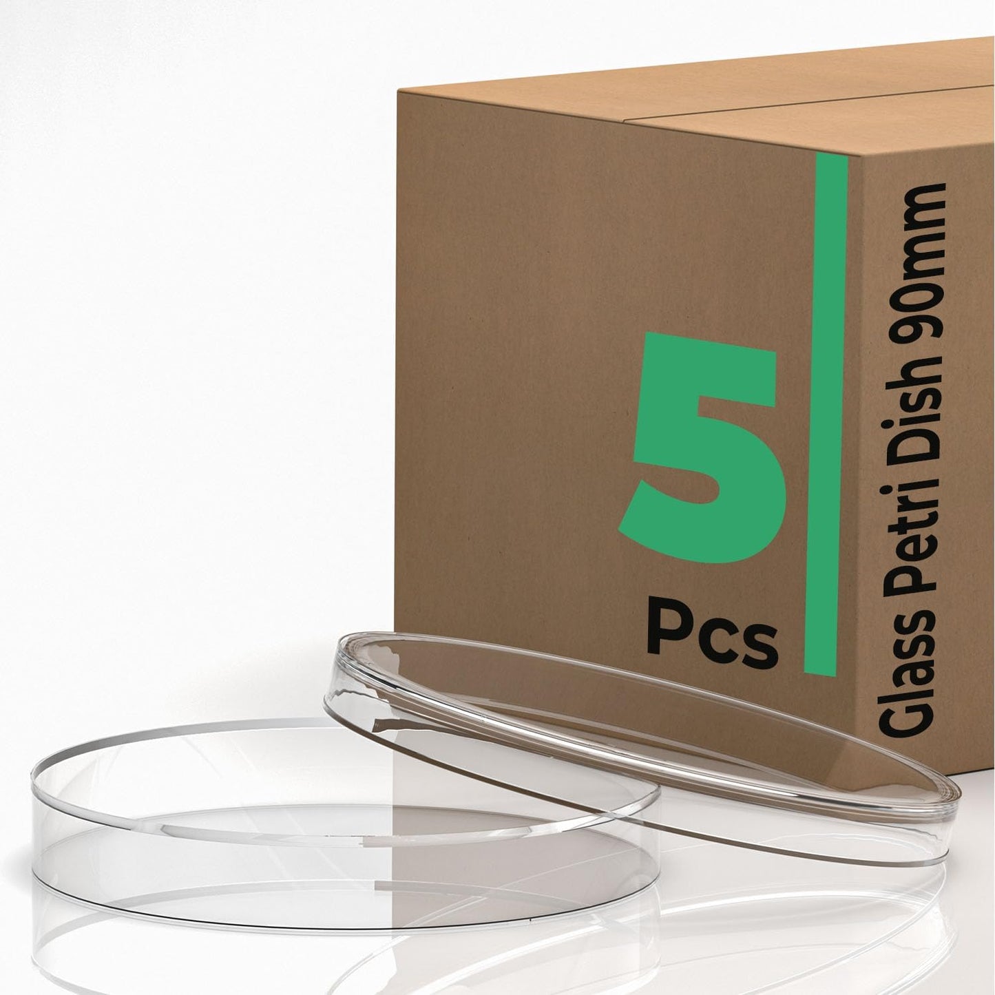 Plato Petri Vidrio Borosilicato 90mm 5 Pzas con Tapa