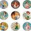 Set 9 posavasos madera patrón retro redondos 3.9pulg