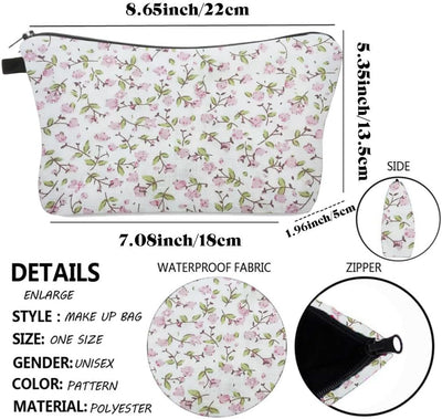 Bolsa maquillaje 3D portátil con cremallera impermeable rosa