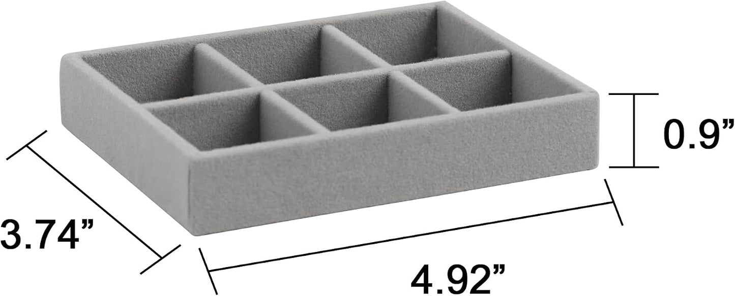 Organiz. joyas terciopelo apilable 9 pzas gris