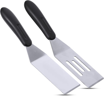 Set 2 Espátulas Acero Inox 8pulg Mango Resistente Calor