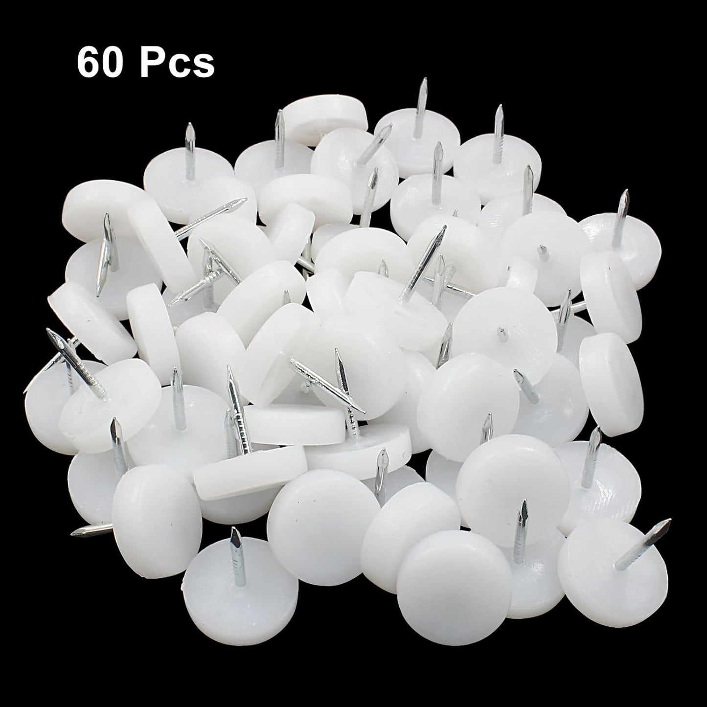 60 Pzas Clavos 0.709" Color Blanco Nylon