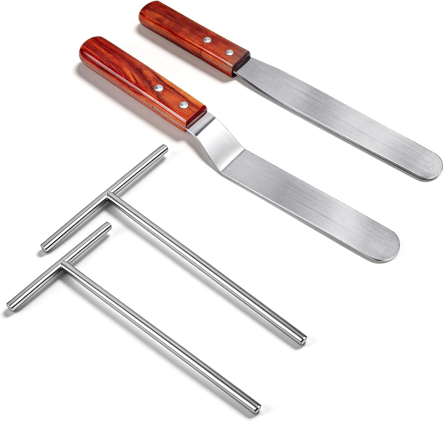 Kit esparcidor crepé espátula acero mango madera 7x5pulg