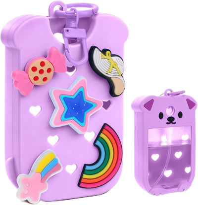 Estuche desinfectante recargable con llavero silicona 4 dijes