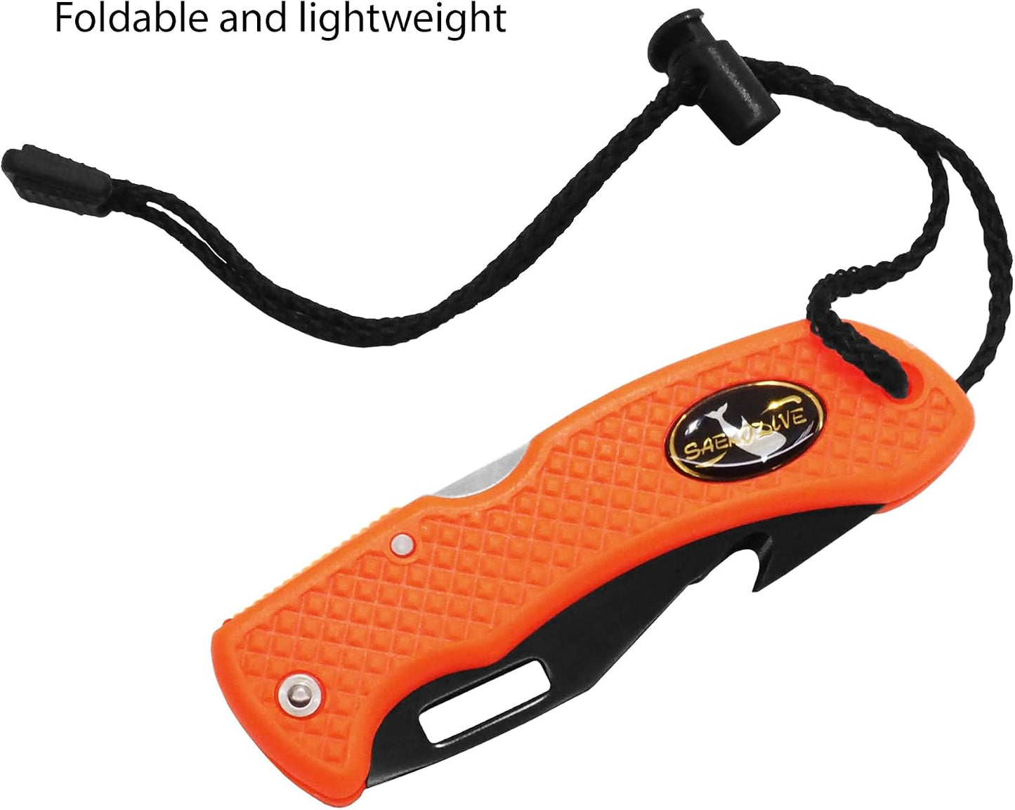 Cuchillo plegable con cordón muñeca para buceo pesca verde