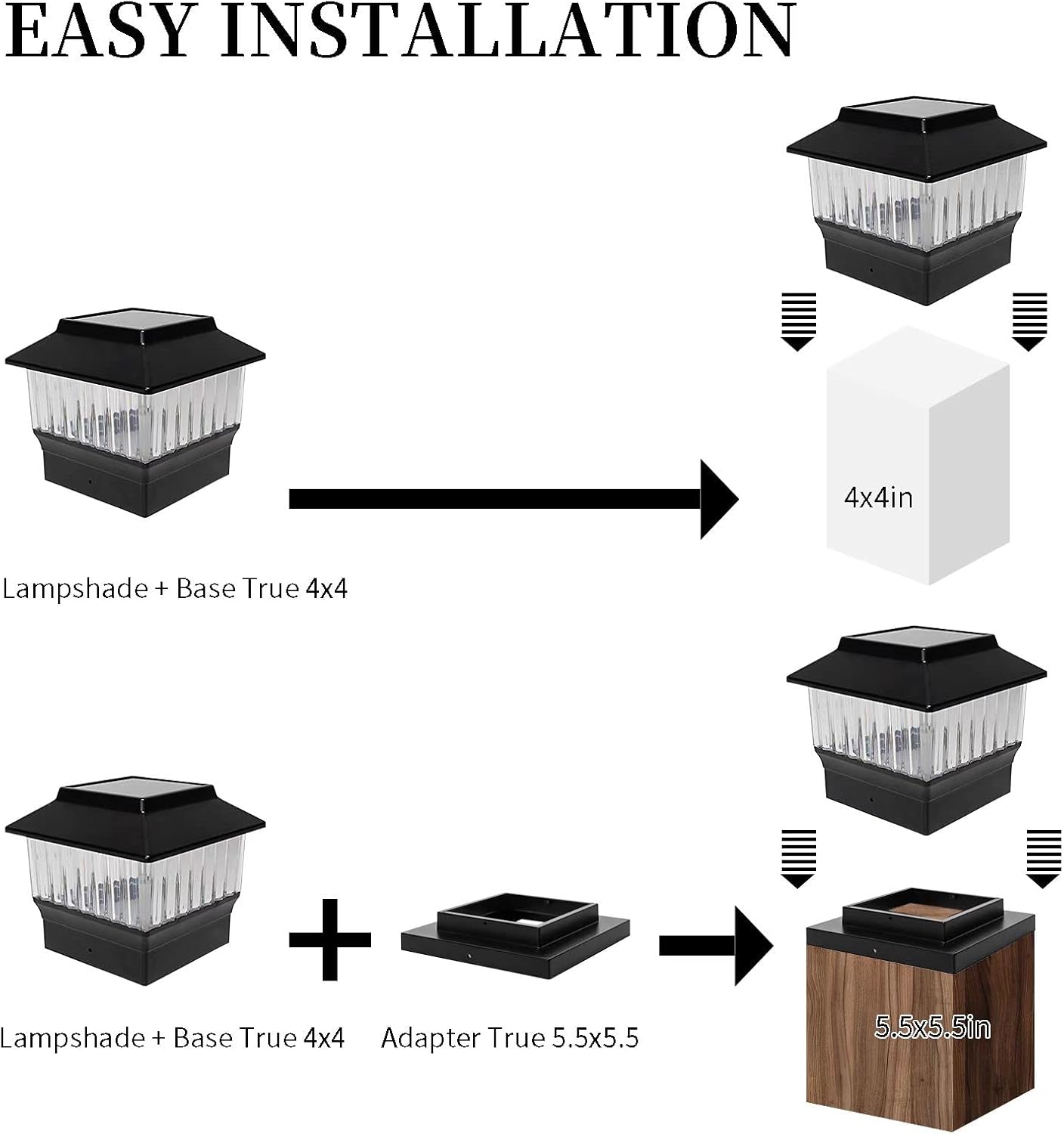 Luz solar exterior LED 3 colores 4x4 y 5.5x5.5"