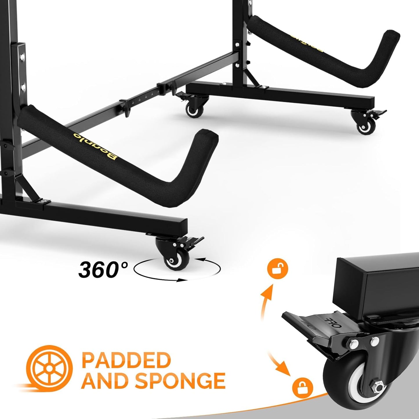 Soporte kayak canoa con ruedas bloqueables ajustable