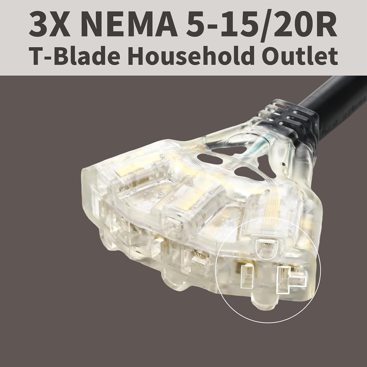 Cable adaptador RV 30A a 15/20A con indicador UL