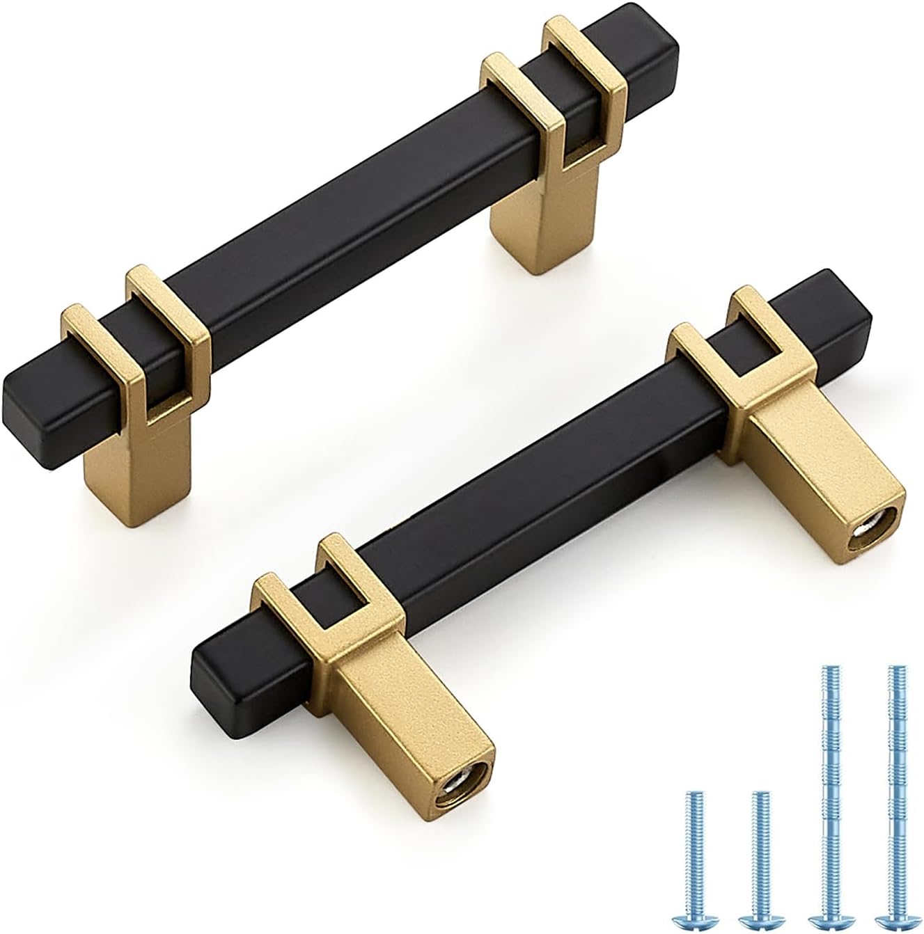 Tiradores gabinete 2.5pulg pack 10 negro mate y dorado