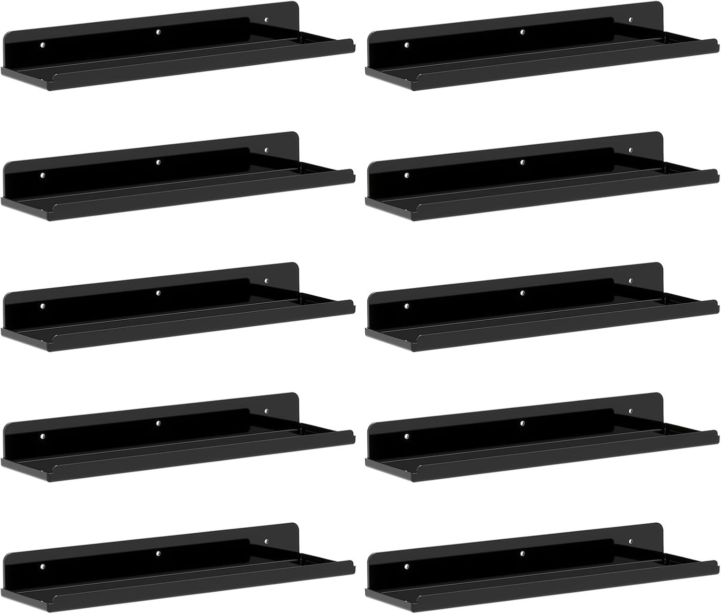 Estantes flotantes acrílicos negros 15" set 10