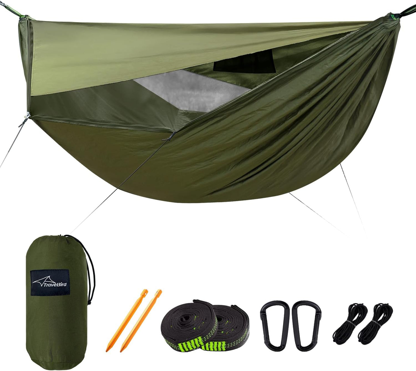 Hamaca camping con mosquitero sombrilla cuerda cresta