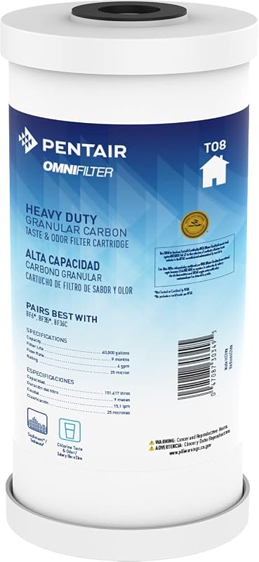 Filtro agua carbón granular Pentair TO8 10" 25micrón