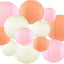 12 Linternas Redondas Papel Rosa Melocotón Marfil Decorativas