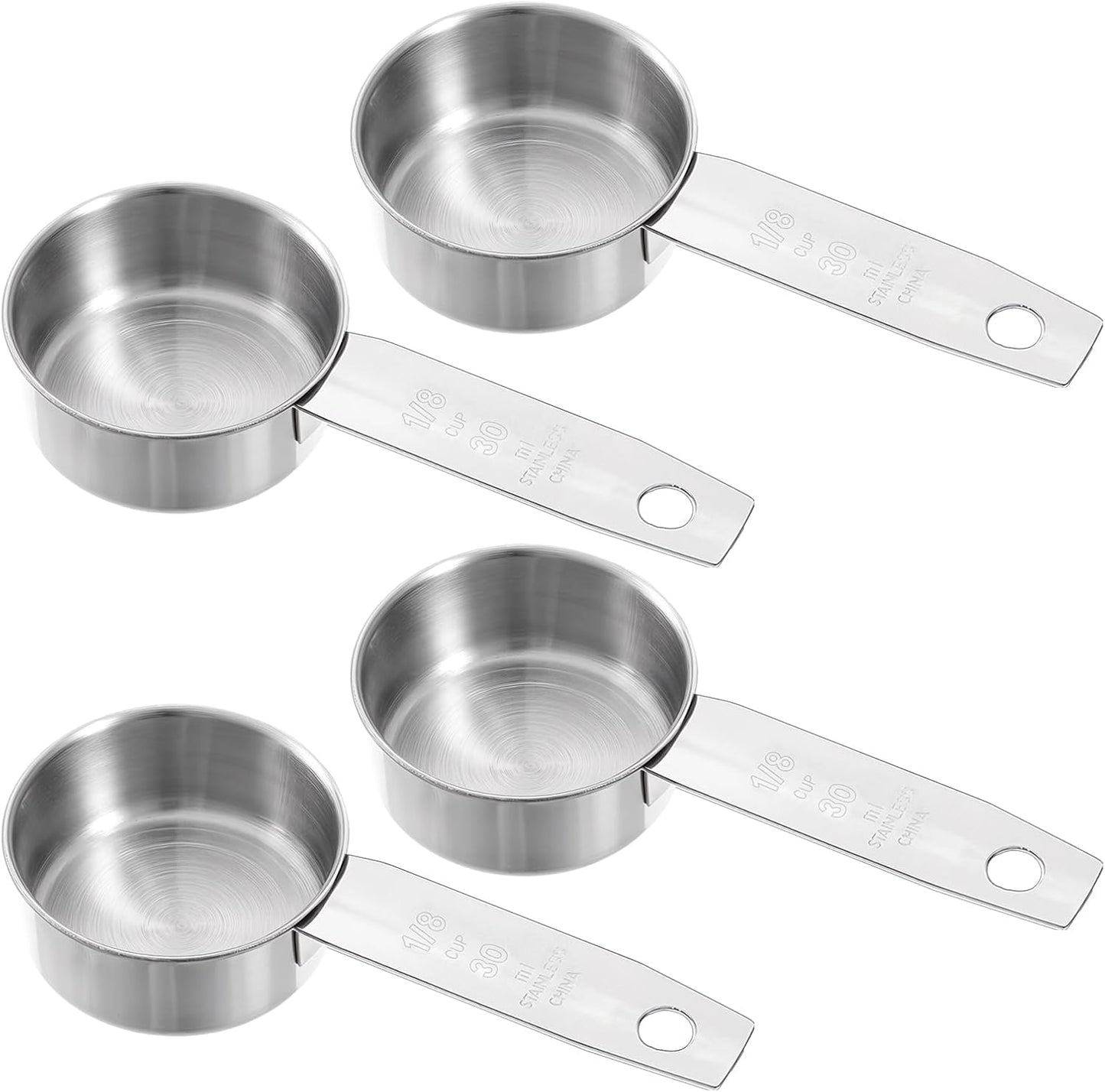 4 Tazas Medidoras Acero Inox 1.0oz Cucharas Metal