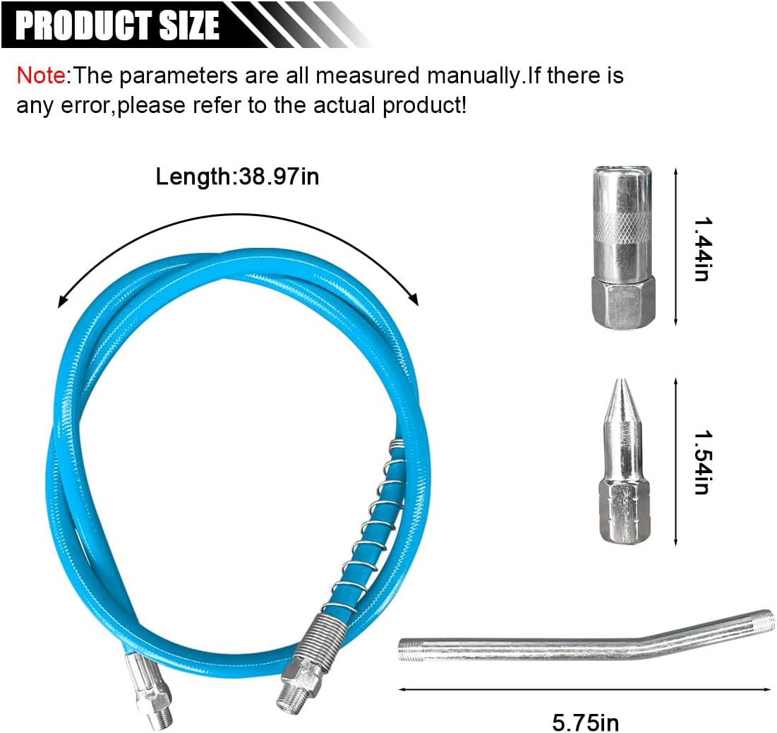 Manguera engrase 39pulg flexible kit 8 accesorios