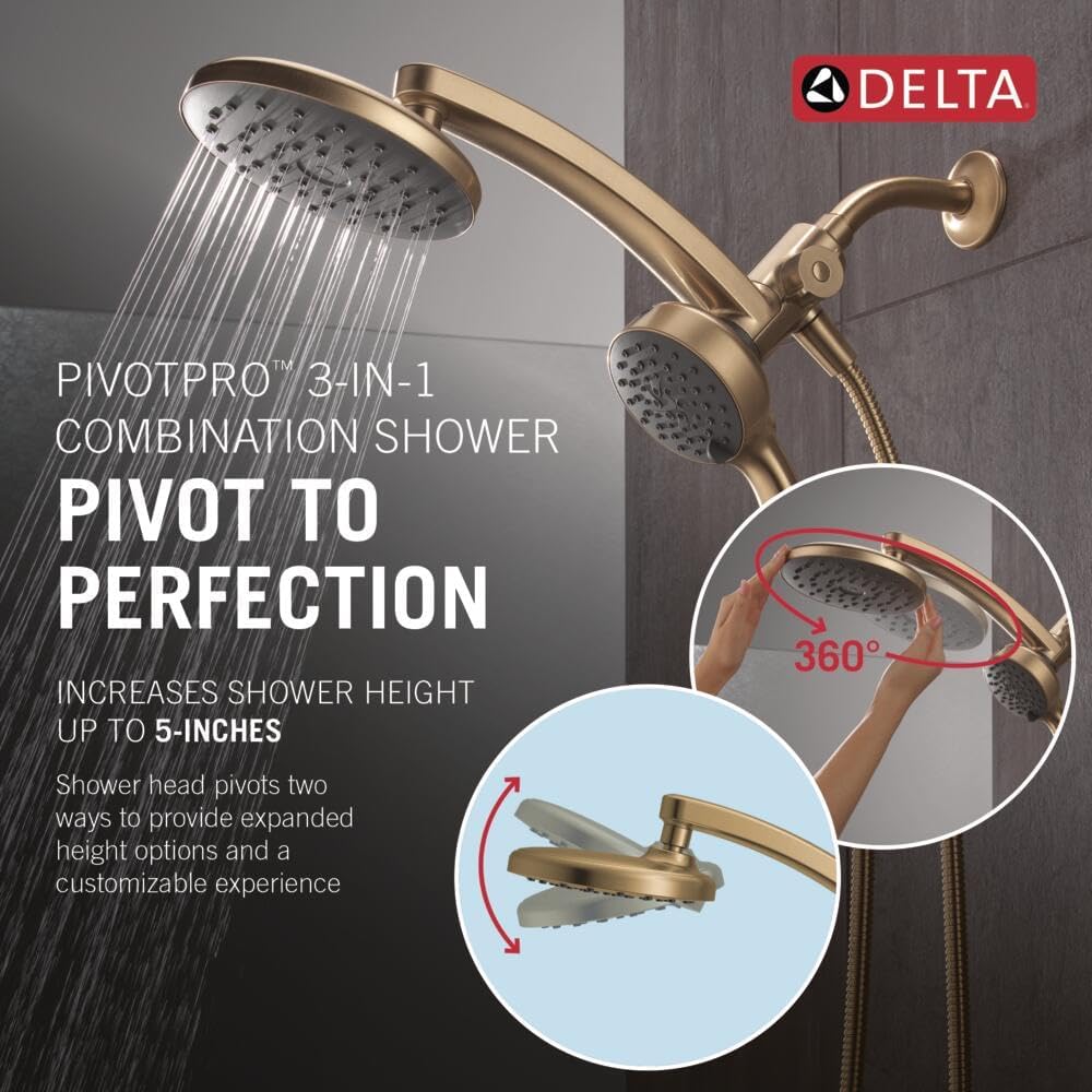 Cabezal ducha 3en1 6 ajustes dorado cepillado