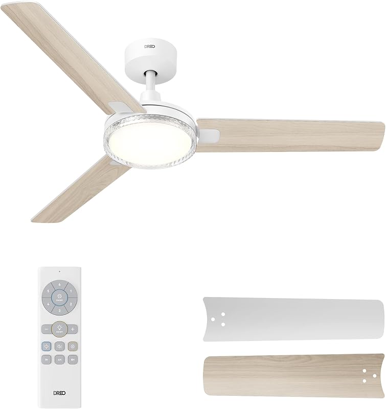 Ventilador techo blanco 52pulg luz 5CCT 6 vel motor CC