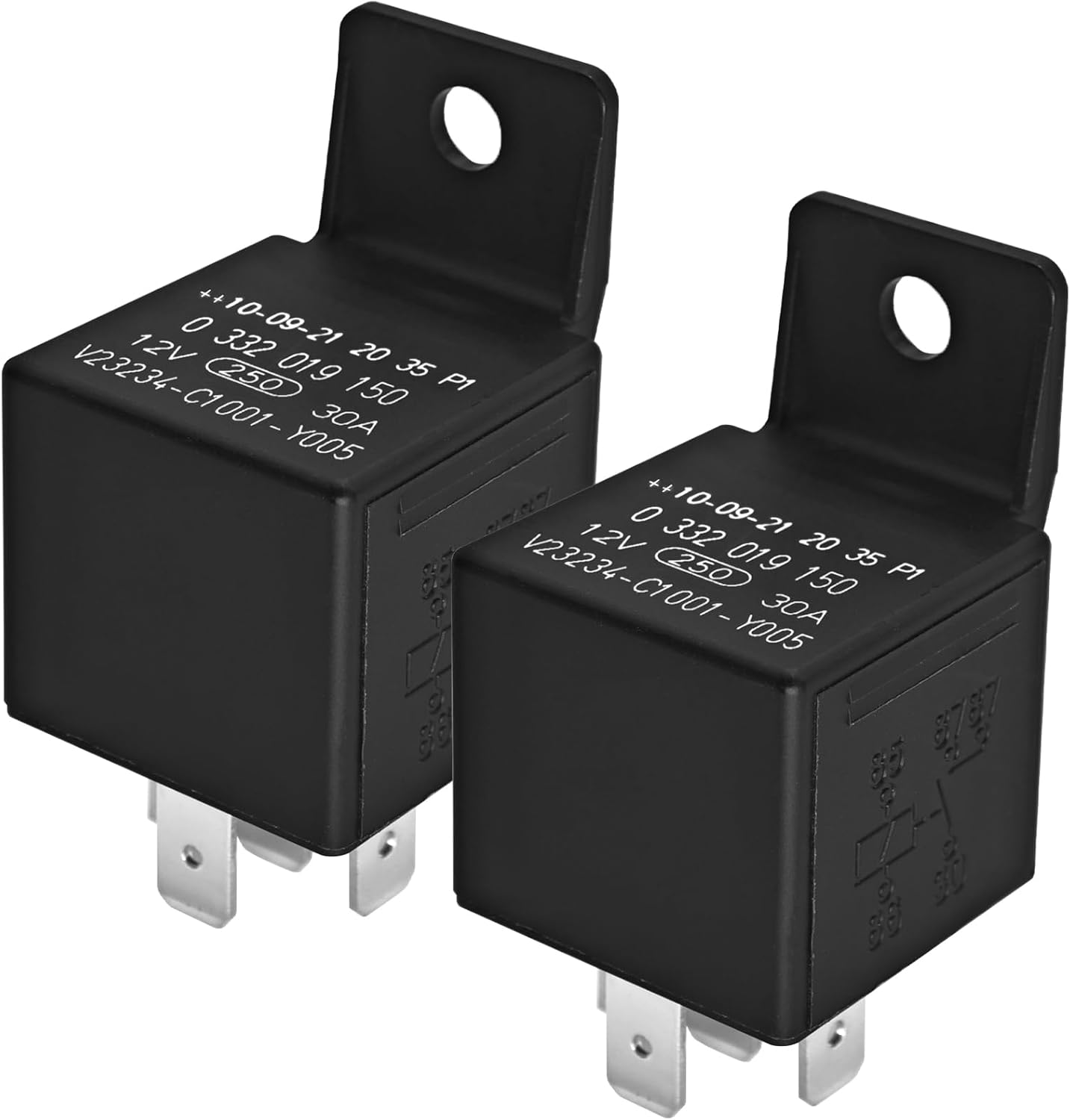Relé automotriz 12V 30A 5 pines normalmente abierto pack 2