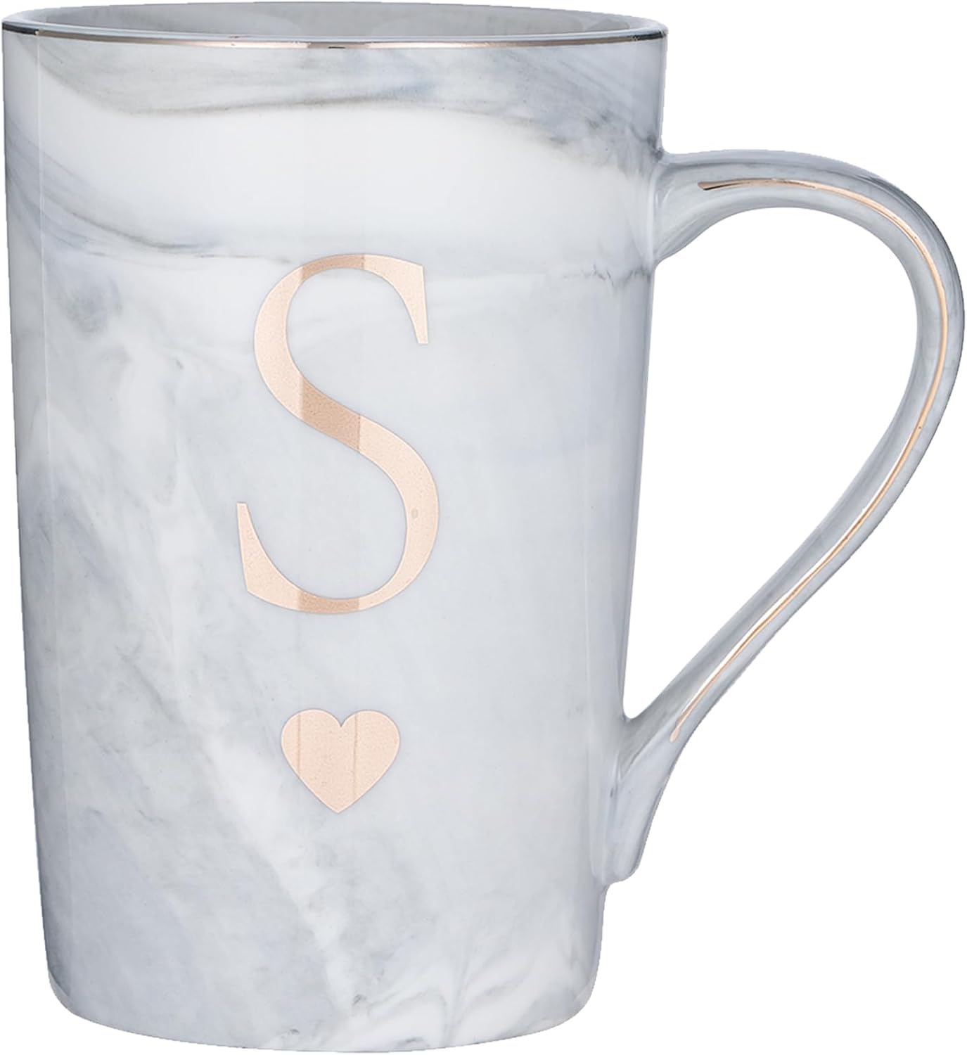 Taza cerámica personalizada estilo mármol con letra S 12oz