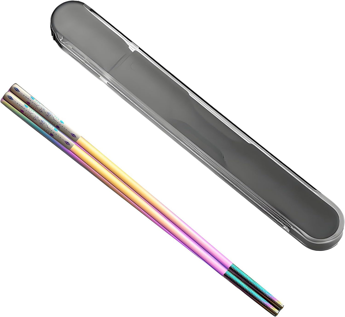 Palillos acero inox reutilizables antideslizantes con estuche