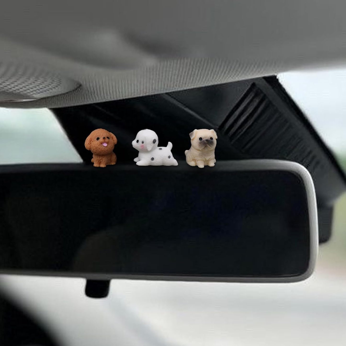 6 Pzas Mini Perros Resina Decoración Coche Espejo Retrovisor